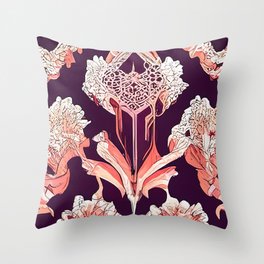 futuristic red floral Throw Pillow