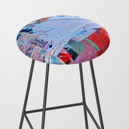 Days go by: a vibrant abstract contemporary piece in red, blue and pink by Alyssa Hamilton Art Bar Stool