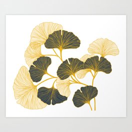 Golden Gingko Design Art Print