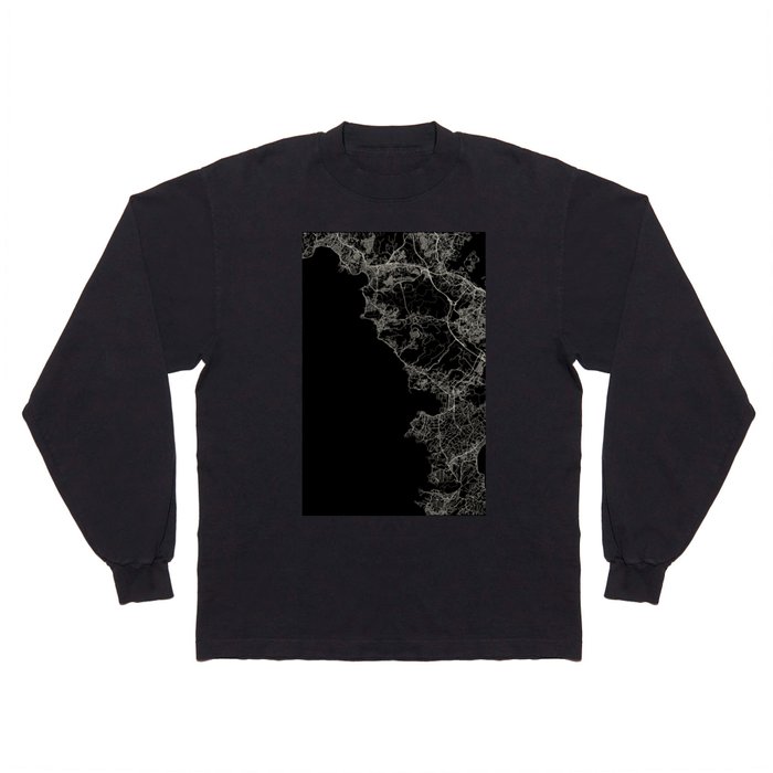 Yokosuka, Japan - Black and White City Map Long Sleeve T Shirt