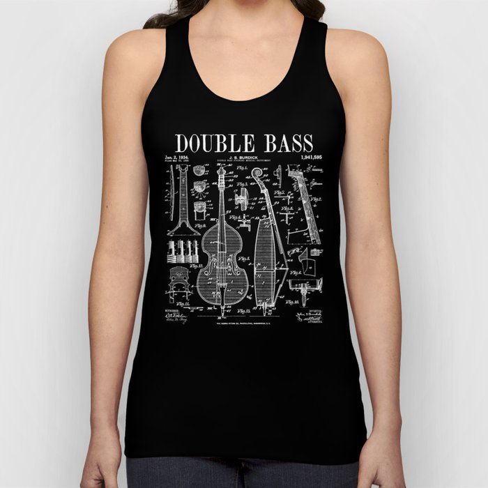 Double Bass Player Bassist Musical Instrument Vintage Patent Tank Top