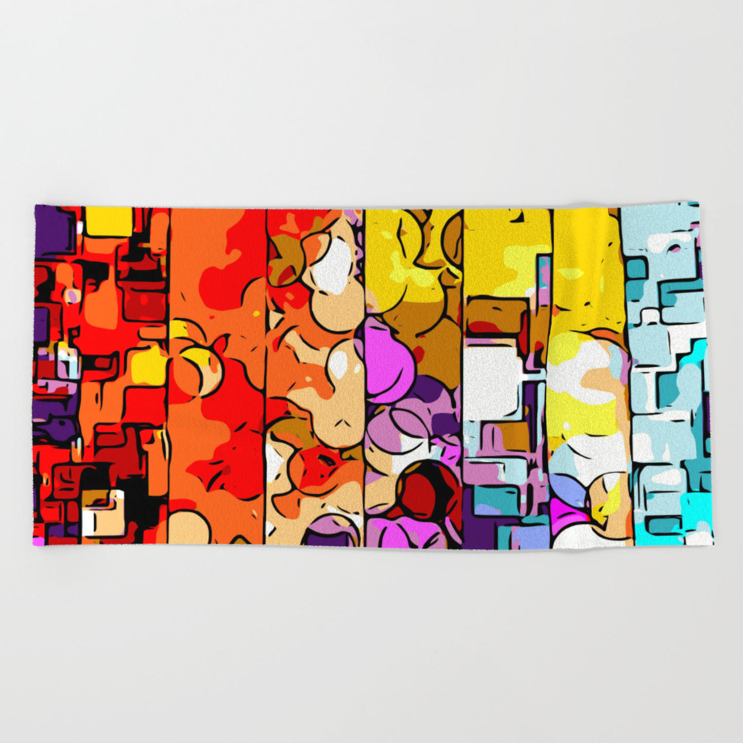 Psychedelic Geometric Graffiti Drawing And Painting In Orange Pink