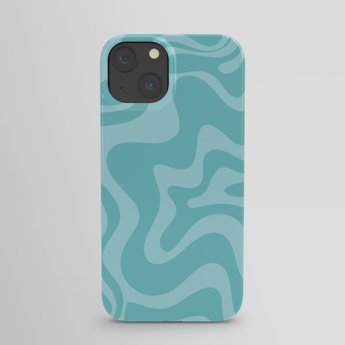 Retro Liquid Swirl Abstract Pattern in Aqua Teal iPhone Case