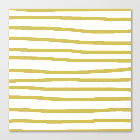 Simply Drawn Stripes Mod Yellow on White Canvas Print