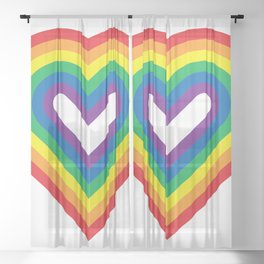 Rainbow Heart Shaped Striped Pattern Sheer Curtain