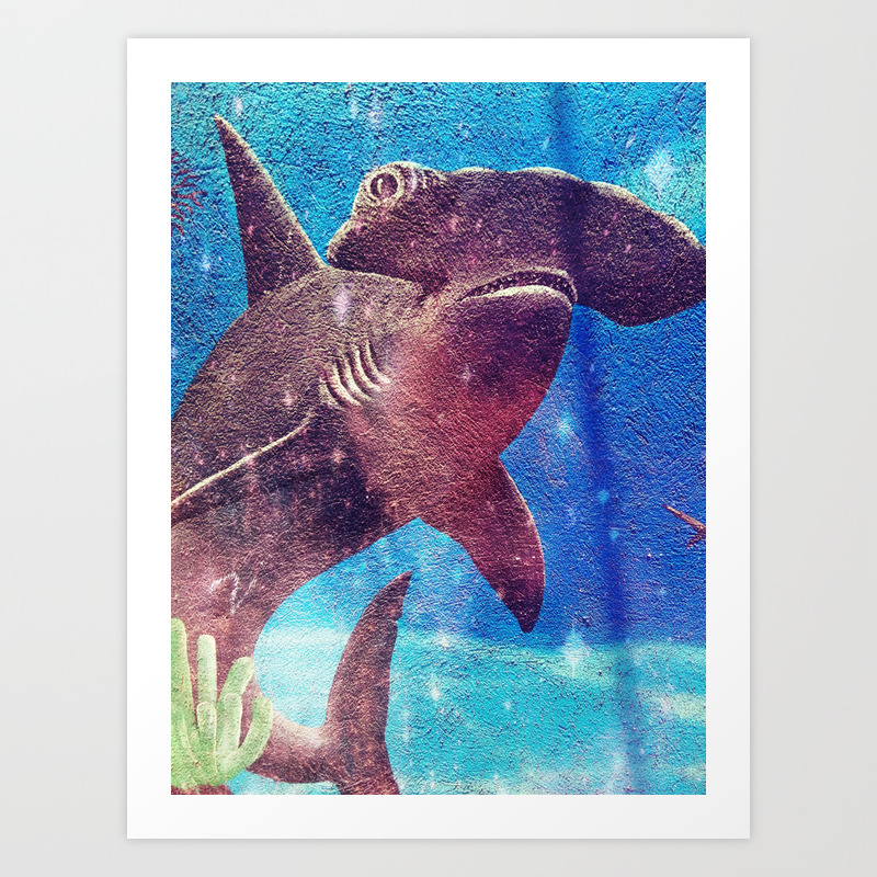 Hammerhead Shark In The Deep Blue Ocean Painting Art Print By