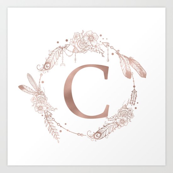 Letter C Rose Gold Pink Initial Monogram Art Print By Naturemagick Society6