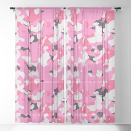 Pink Camouflage Sheer Curtain