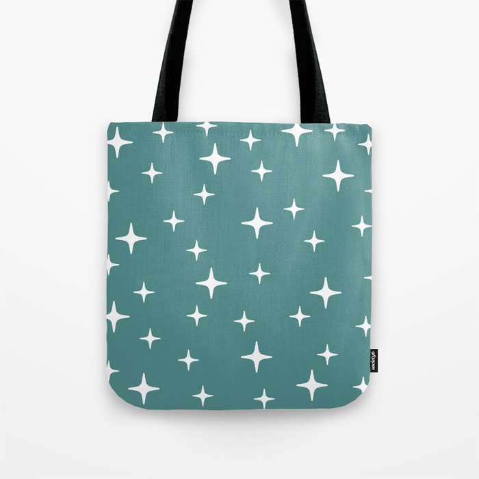 Mid Century Modern Star Pattern 943 Teal Tote Bag