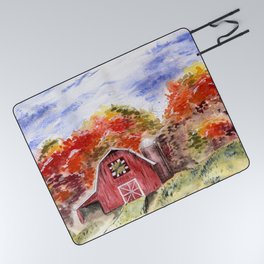Autumn Barn in Amish Country Picnic Blanket