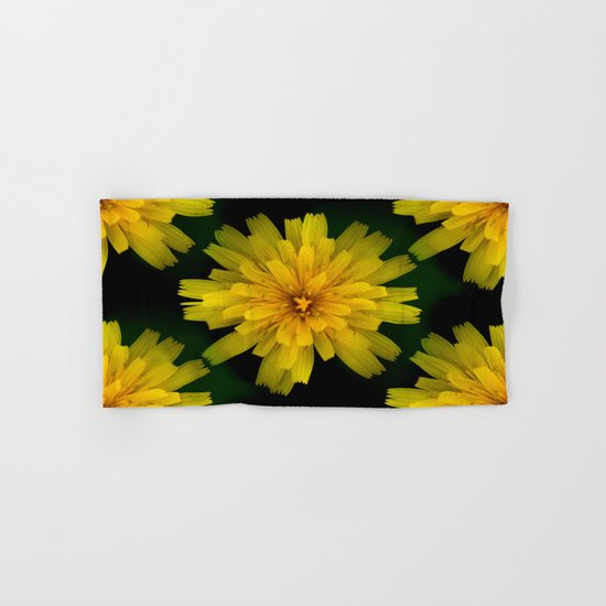 Yellow Natural Flowers On Black Background Hand & Bath Towel