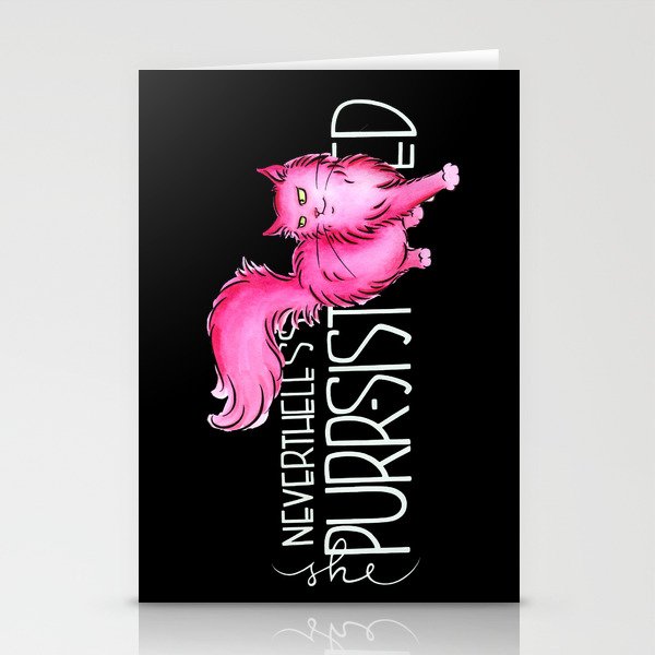 Nevertheless She Purr-sisted Black Stationery Cards