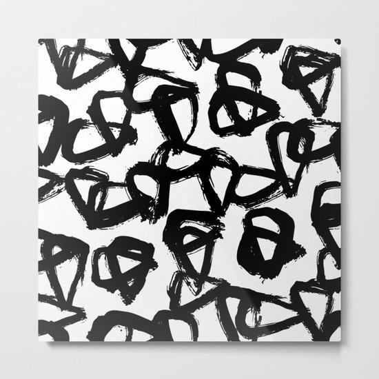 Painted Geometric Black and White Metal Print