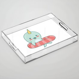 Narwhal Cute Whale Ocean Unicorn Summer Narwhals Acrylic Tray