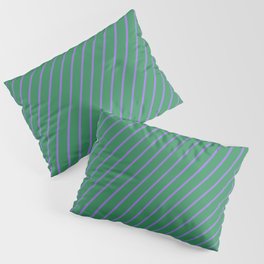 [ Thumbnail: Purple & Sea Green Colored Lined Pattern Pillow Sham ]