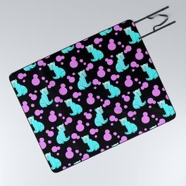 Little bears. Cute adorable funny pink baby bear cubs, bold blue retro dots black pattern Picnic Blanket