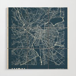 Lyon city cartography Wood Wall Art