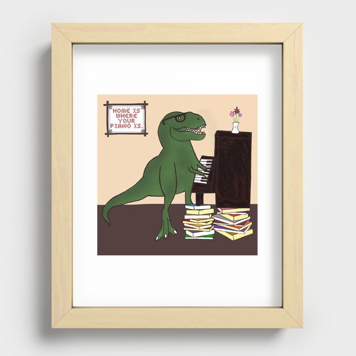 T-Rex Piano Recessed Framed Print