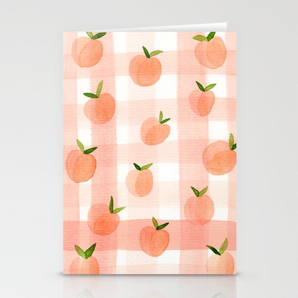 Peach Gingham Stationery Cards