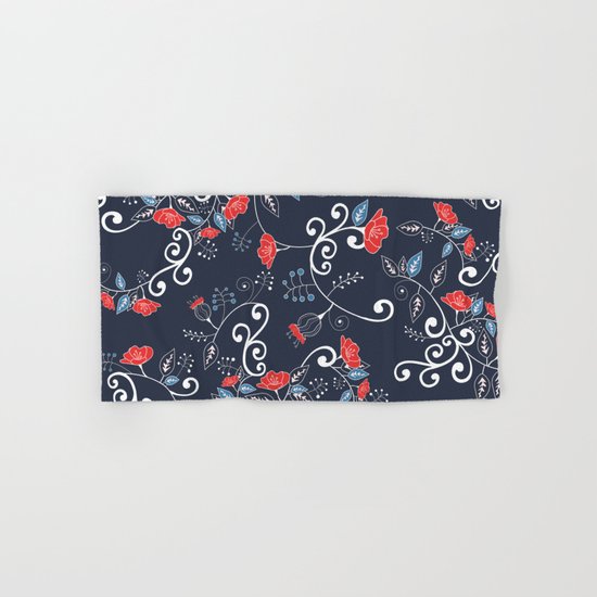 Floral Blue Hand & Bath Towel
