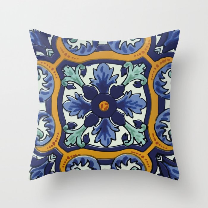 Baroque style mexican elegant talavera tile Throw Pillow