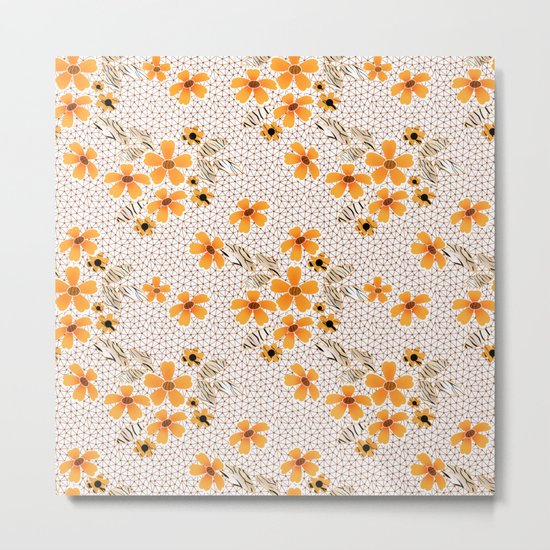 The floral pattern on the grid . Metal Print