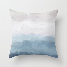 Misty Evening - White, Mauve, Navy Soft Blue Print Modern Wall Art Abstract Painting, Ocean Clouds Deko-Kissen | Acrylic, Relaxing, Storm, Digital, Oil, Nursery, Softcolors, Calm, Mauve, Watercolor 