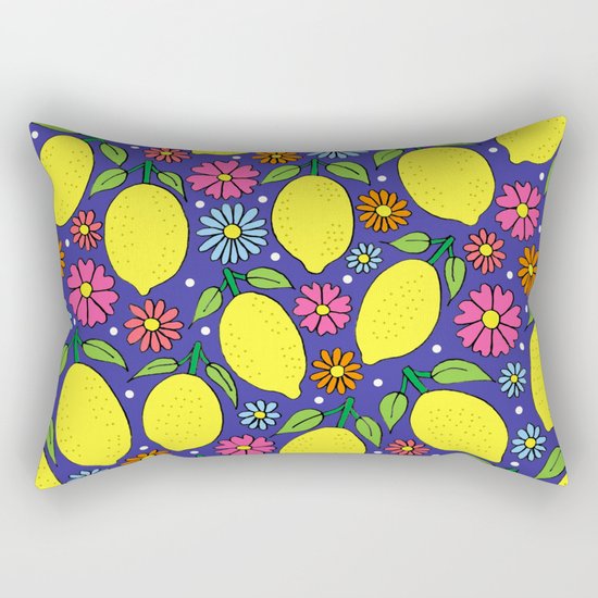 Lemons & Flowers Rectangular Pillow