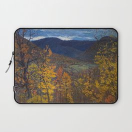 Autumn mountain vista twilight alpine birch and aspen foliage landscape painting by John Joseph Enneking Laptop Sleeve