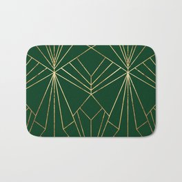Art Deco in Emerald Green - Large Scale Bath Mat | Jade, Gold, 1920S, Emerald, Artdeco, Pattern, Lines, Dark, Graphicdesign, Golden 