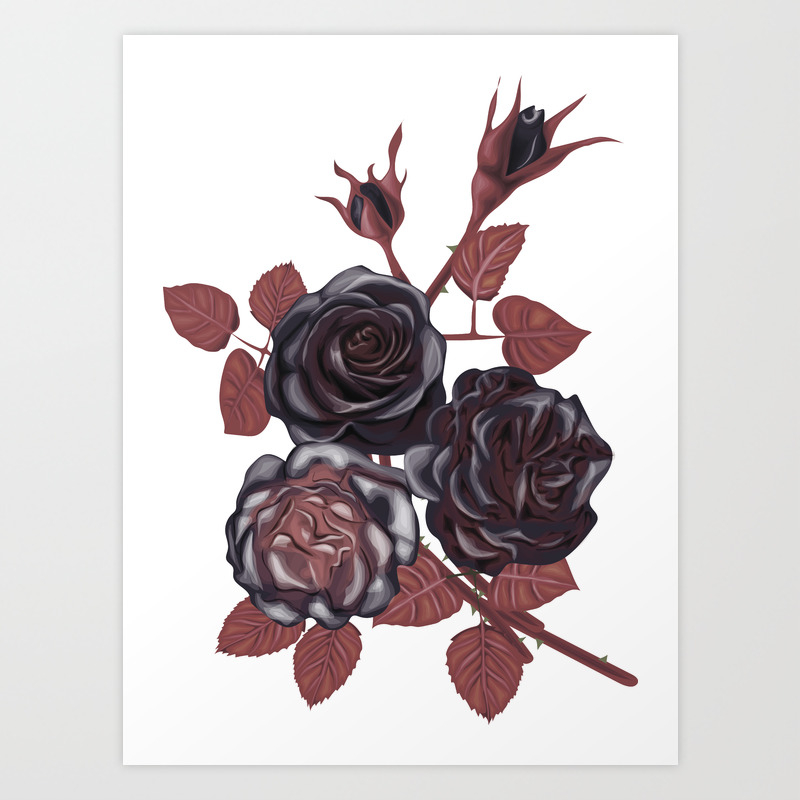 Black Roses Vintage Rose Print Art Print By Lulu8g8 Society6