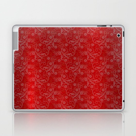 Red Silk Metallic Floral Modern Collection Laptop & iPad Skin