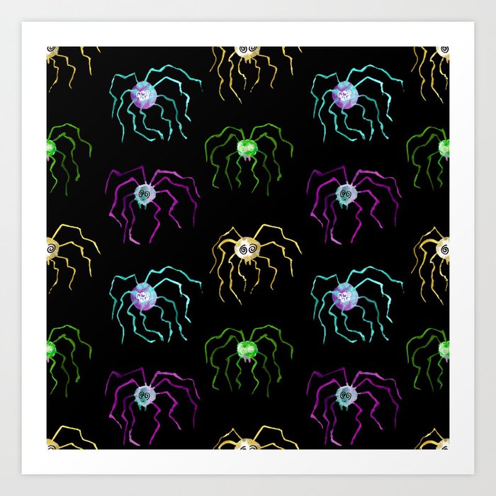 Spooky Spiders Halloween Pattern Horror No 2 Art Print By Shellystill