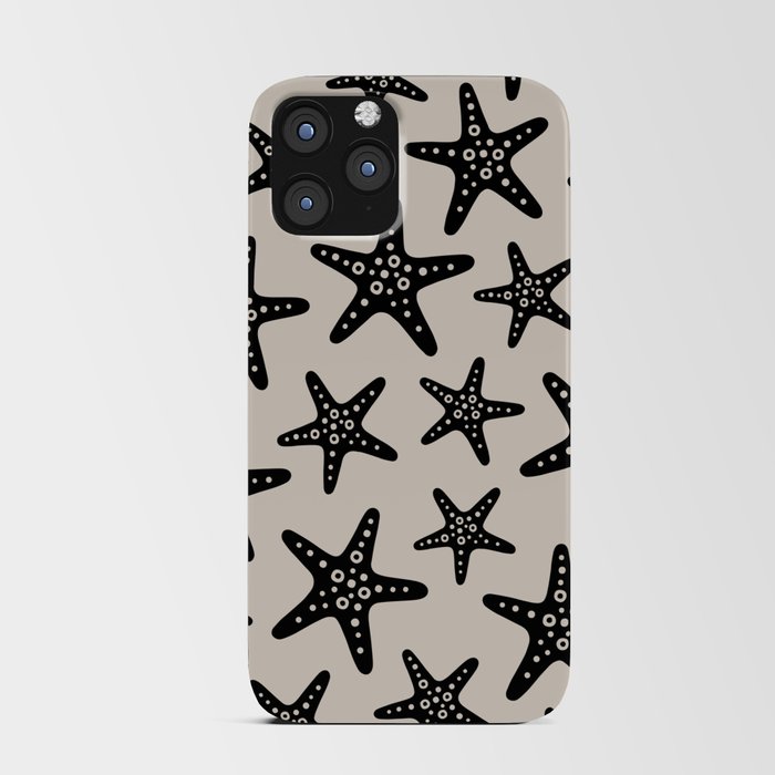 Sweet Starfish Pattern 248 Black and Linen White iPhone Card Case