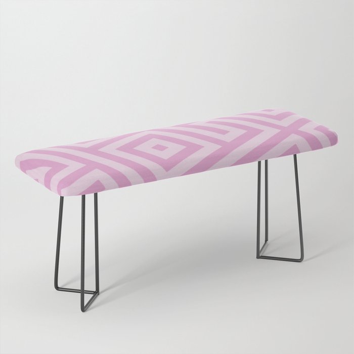 Geometrical Blush Pink Abstract Taffy Pink Argyle Diamond Pattern Bench