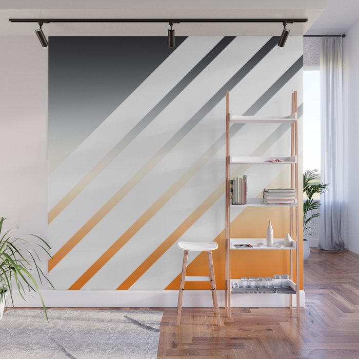 White Striped Gradient Wall Mural