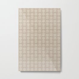 block print floral - sand Metal Print | Modern, Blockprint, Floraldecor, Boho, Flower, Woven, Linotype, Bohemian, Cream, Textured 