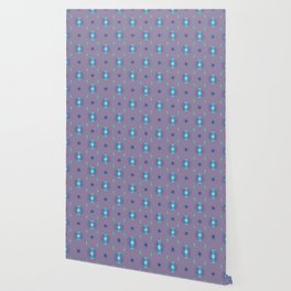 Sun & Moon Pattern - Aqua, Blue & Lavender Wallpaper