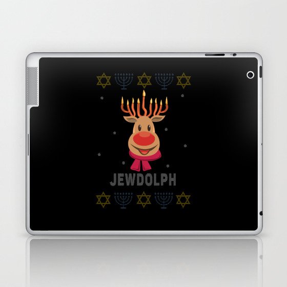 Menorah Jewdolph Reindeer Christmas Hanukkah 2021 Laptop & iPad Skin
