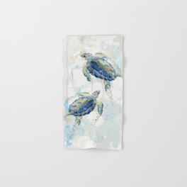 Swimming Together 2 - Sea Turtle  Hand & Bath Towel | Gift, Wildlife, Nautical, Turtle, Seaturtle, Turtles, Painting, Endangered, Blue, Beach House Decor 