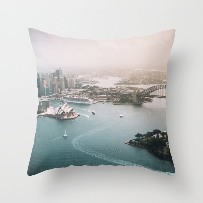 Sydney Opera House Harbour Bridge | Australia Aerial Travel Photography Throw Pillow