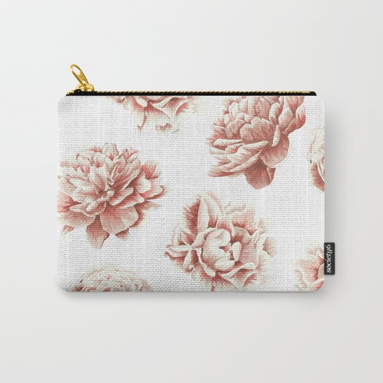 Rose Garden Vintage Rose Pink Cream and White Carry-All Pouch