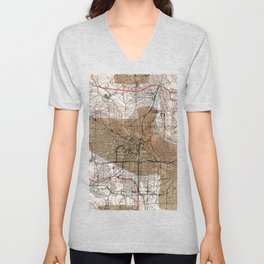USA - Akron. City Map Collage. Retro V Neck T Shirt