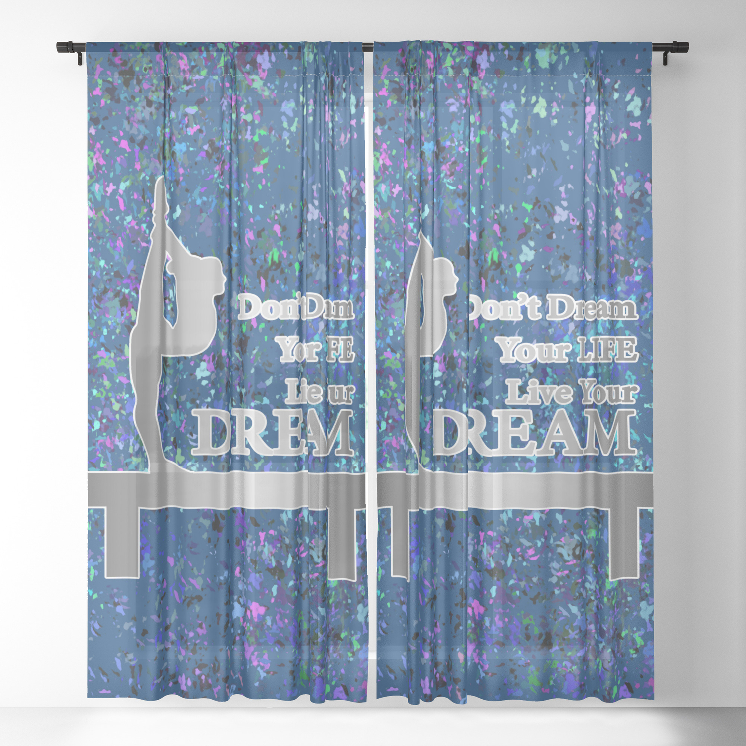Gymnastics Live Your Dream Silver And Navy Digital Design Sheer
