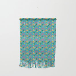 Tropical Summer Pool Brights - turquoise pink yellow green Wall Hanging