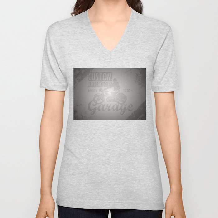 Vintage Distressed Custom Motorcycle Garage Unisex V Neck By