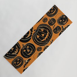 Vintage Jack-o-lanterns, Retro Halloween background,  Yoga Mat