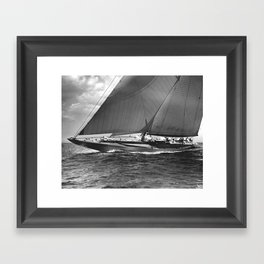 12-meter Sailing Yacht America's Cup Races nautical black and white photograph Framed Art Print