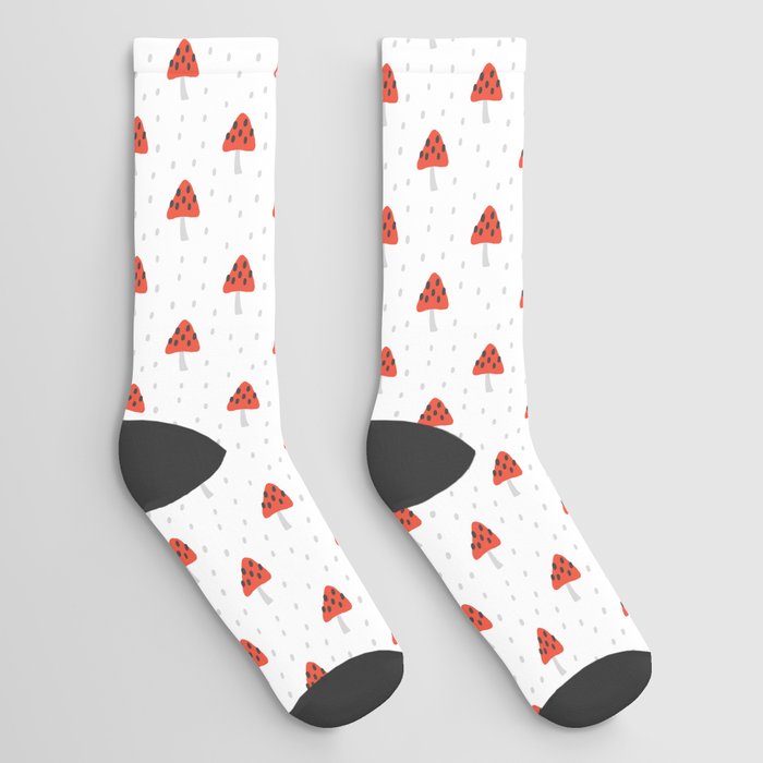 Cute Red Mushrooms Socks