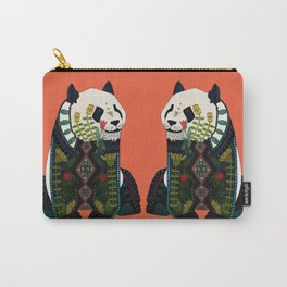 panda orange Carry-All Pouch | Pattern, Popart, Flowers, Nursery, Botanical, Children, Nature, Illustration, Orange, Digital 